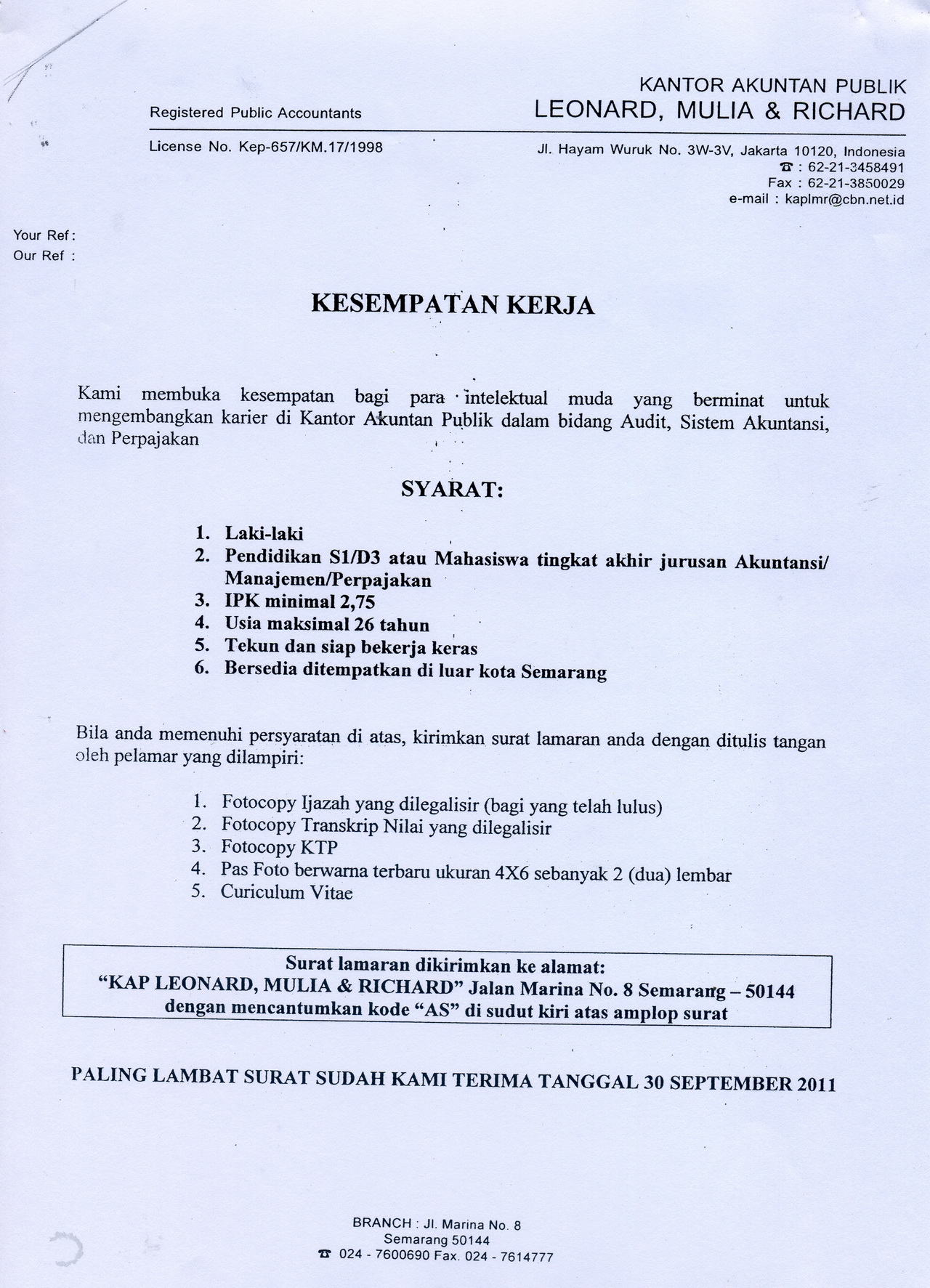 Lowongan Kerja Semarang Oktober November 2017 2018 